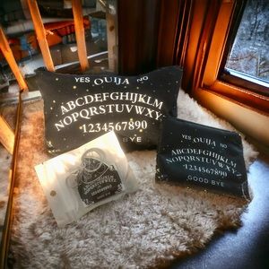 Ouija Board Themed Bundle. Make up bag, coin purse, keychain Black w White